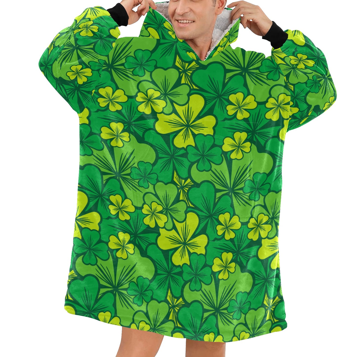 Irish Shamrock Blanket Hoodie for Men