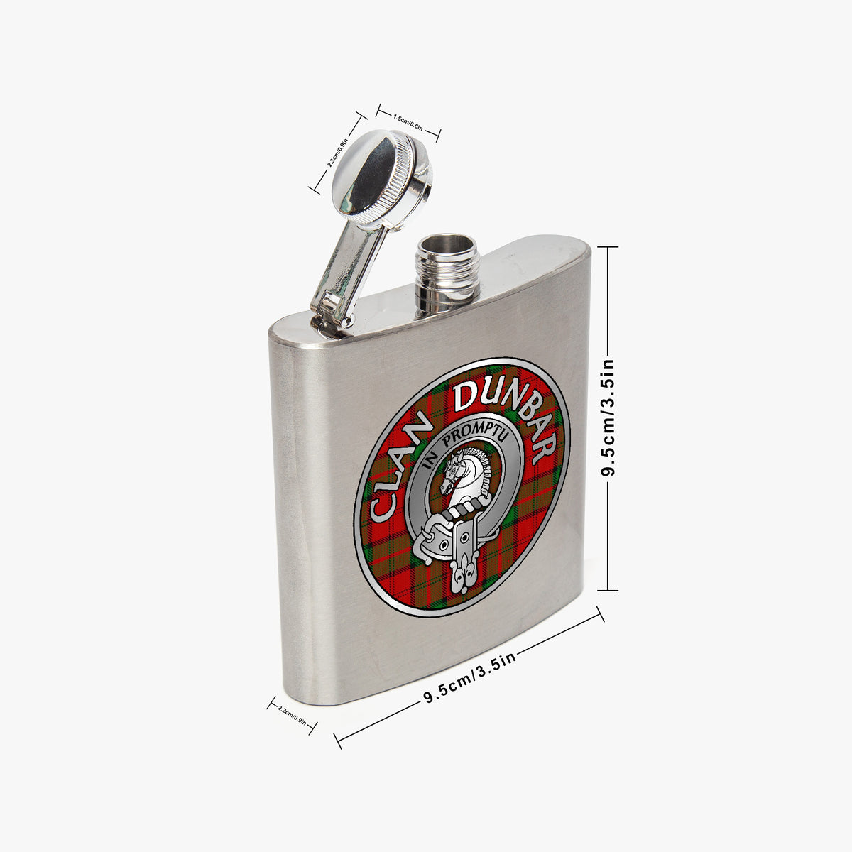 Clan Dunbar Crest & Tartan 7oz Stainless Steel Hip Flask
