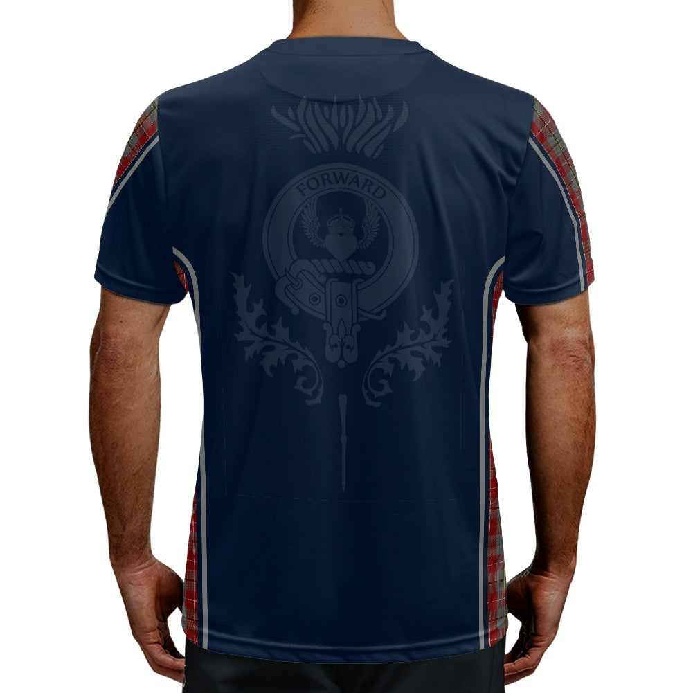 Clan Douglas Ancient Red Tartan & Black Douglas Crest Football Shirt