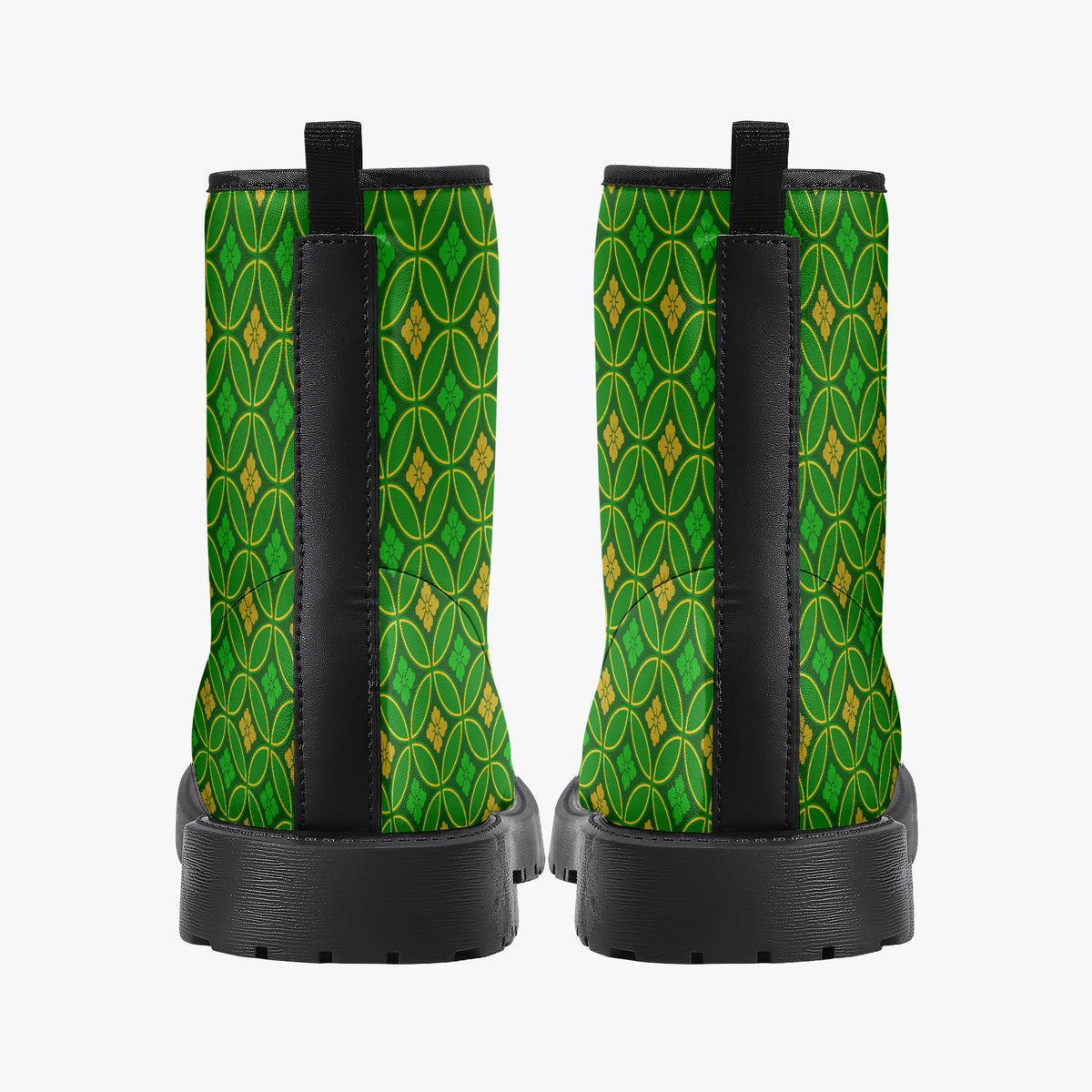 Japanese Wagara - Shippo Green - PU Leather Boots