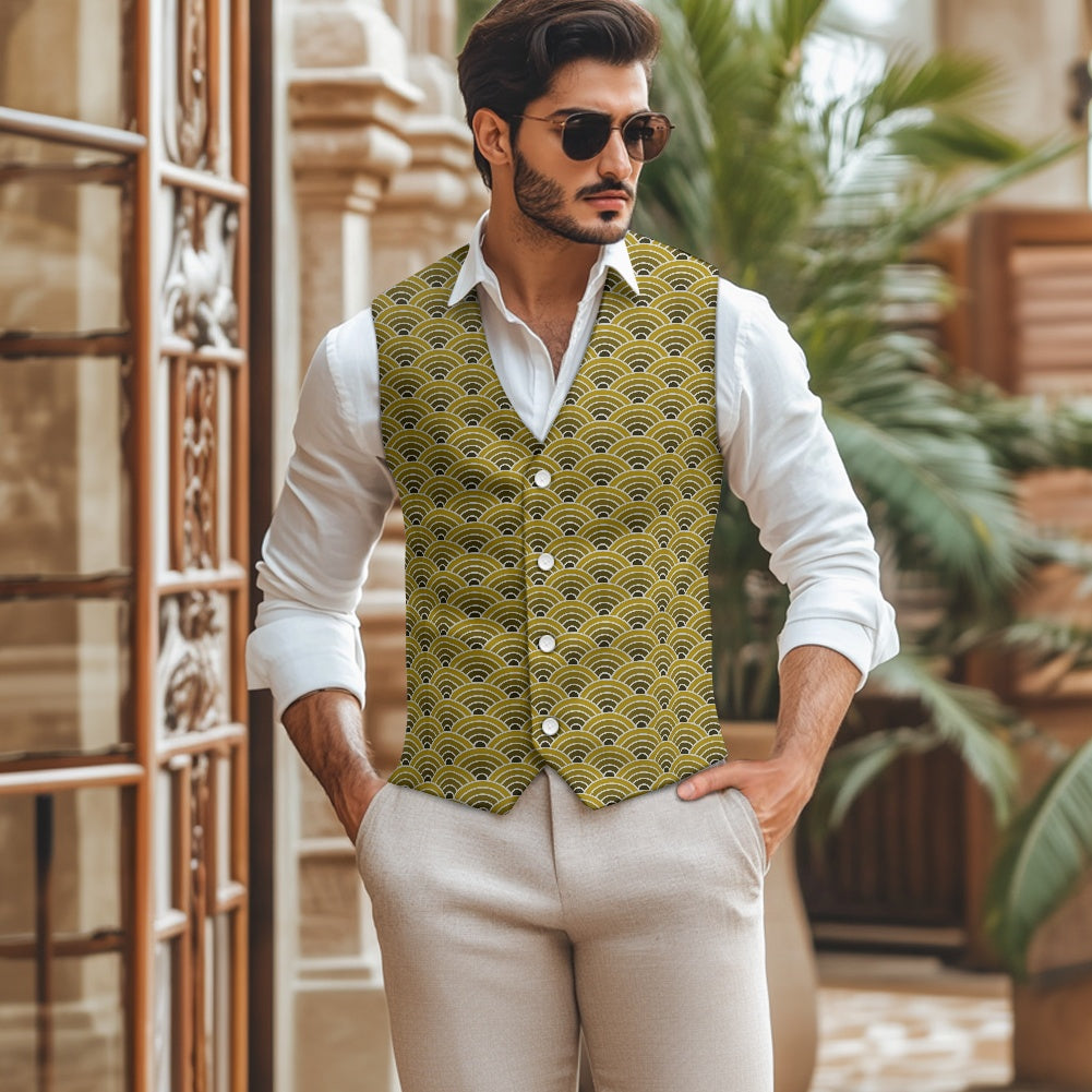 Wagara - Seigaiha Gold Suit vest jacket