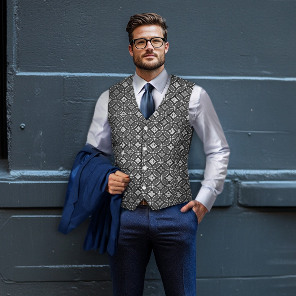 Wagara - Shippo Grey Suit vest jacket
