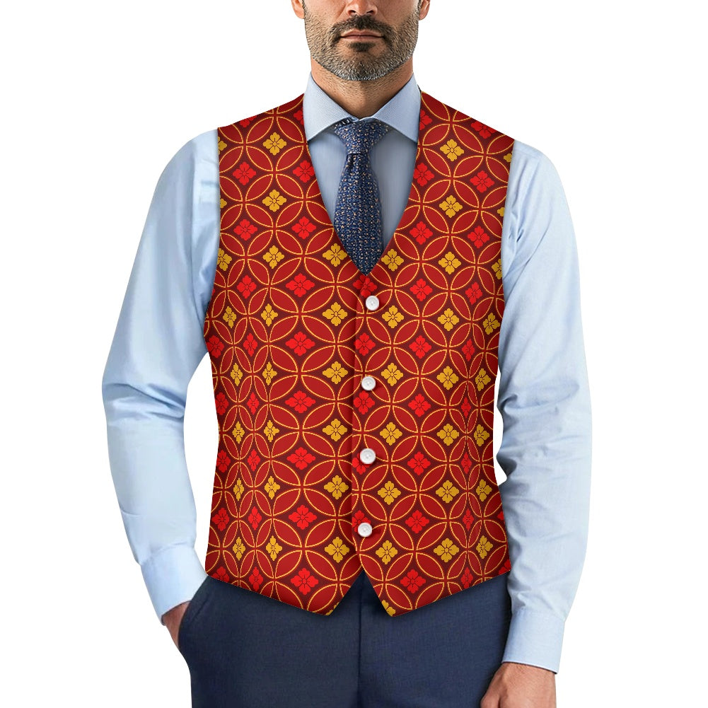 Wagara - Shippo Red Suit vest jacket