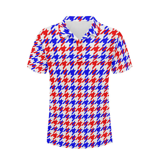 Red White Blue Houndstooth Polo shirt