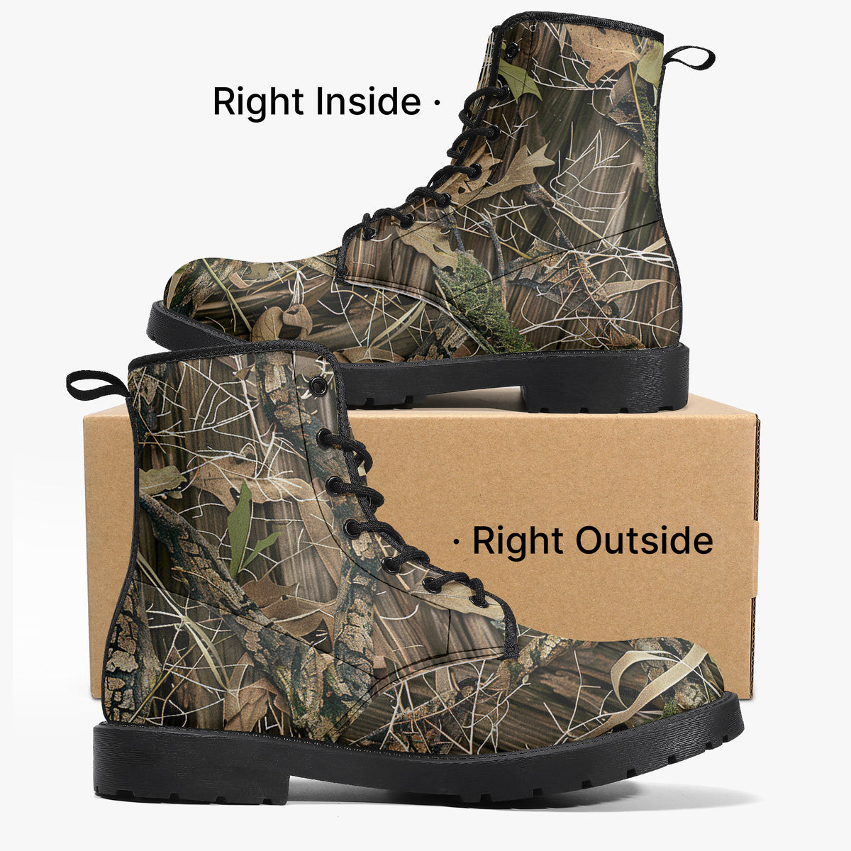 Leaf & Bark Scatter - Hunting Camouflage - PU Leather Boots