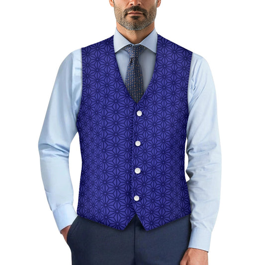 Wagara - Asanoha Blue Suit vest jacket