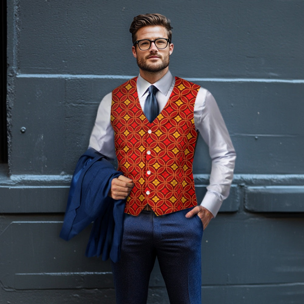 Wagara - Shippo Red Suit vest jacket