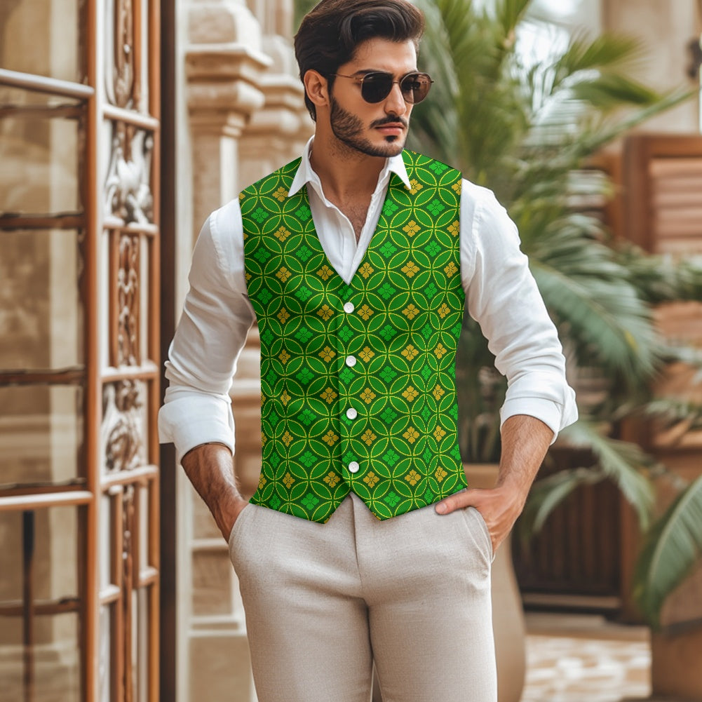 Wagara - Shippo Green Suit vest jacket