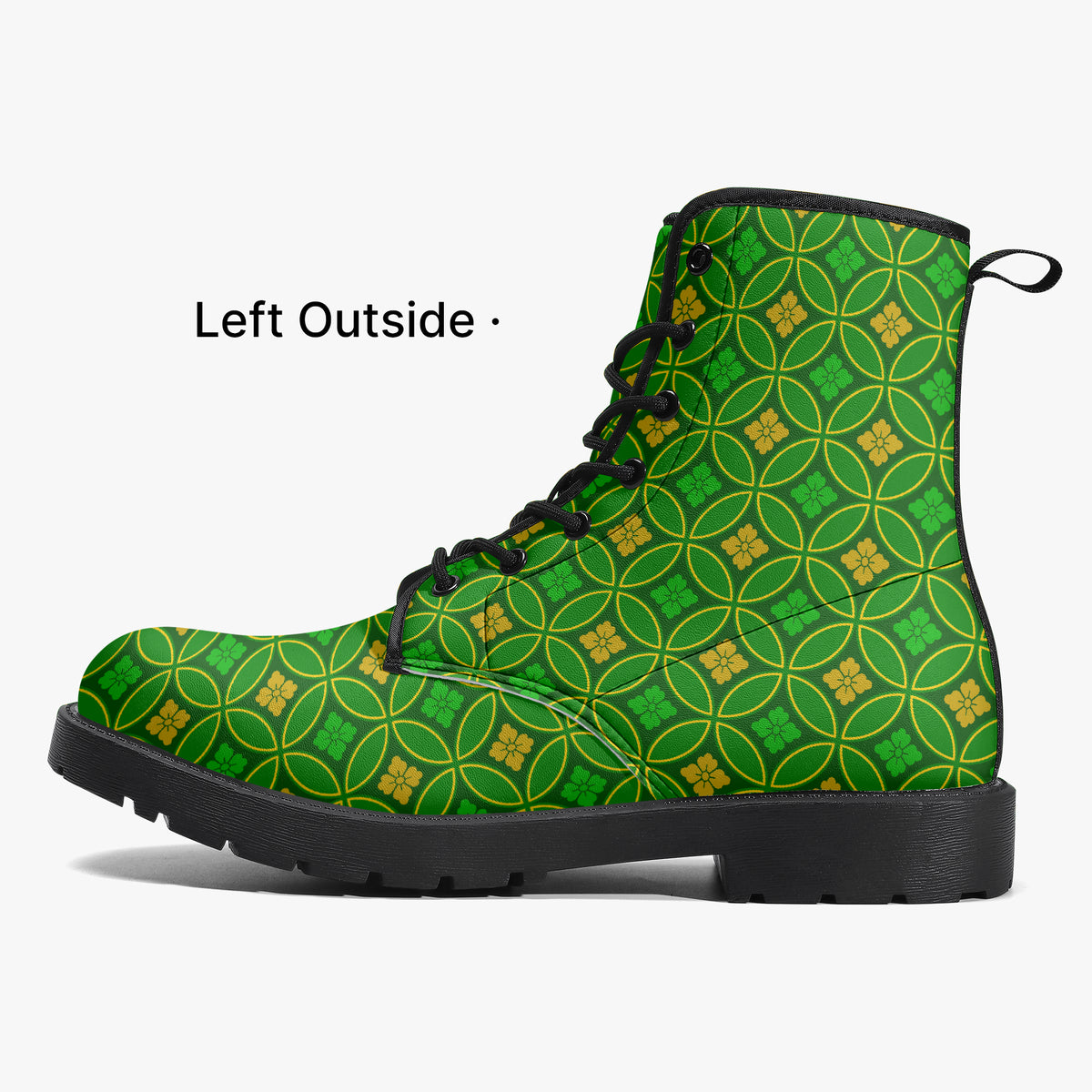Japanese Wagara - Shippo Green - PU Leather Boots