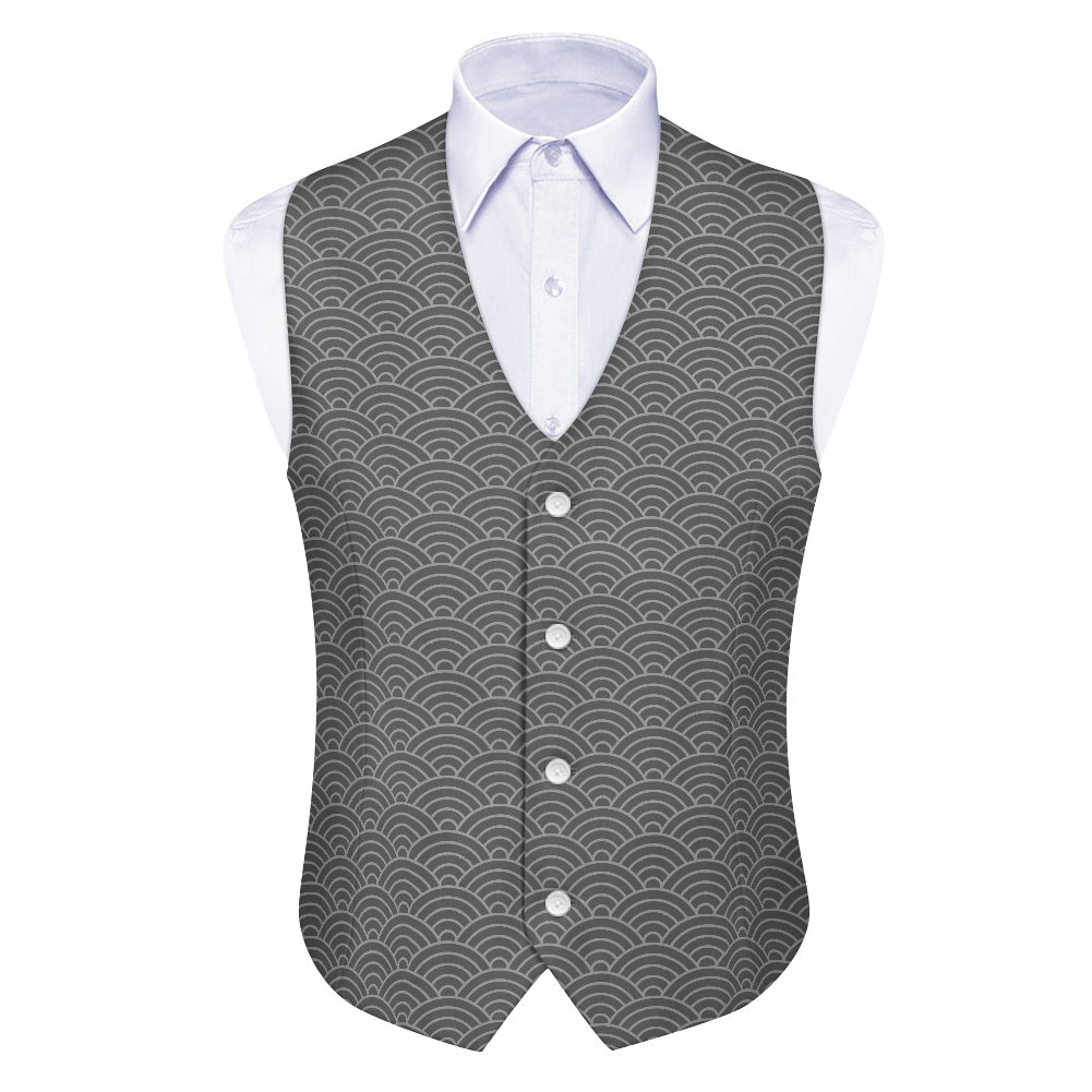Wagara - Seigaiha Grey Suit vest jacket