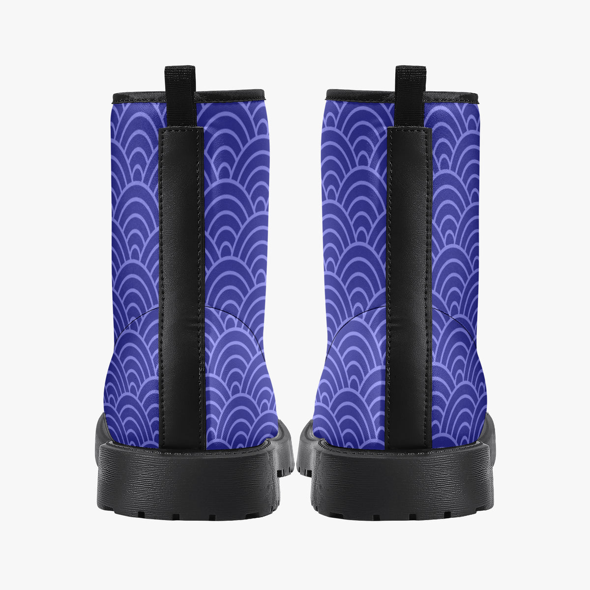 Japanese Wagara - Seigaiha Blue - PU Leather Boots