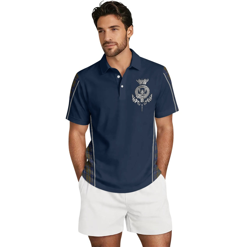 Clan Douglas Brown Tartan & Black Douglas Crest Polo