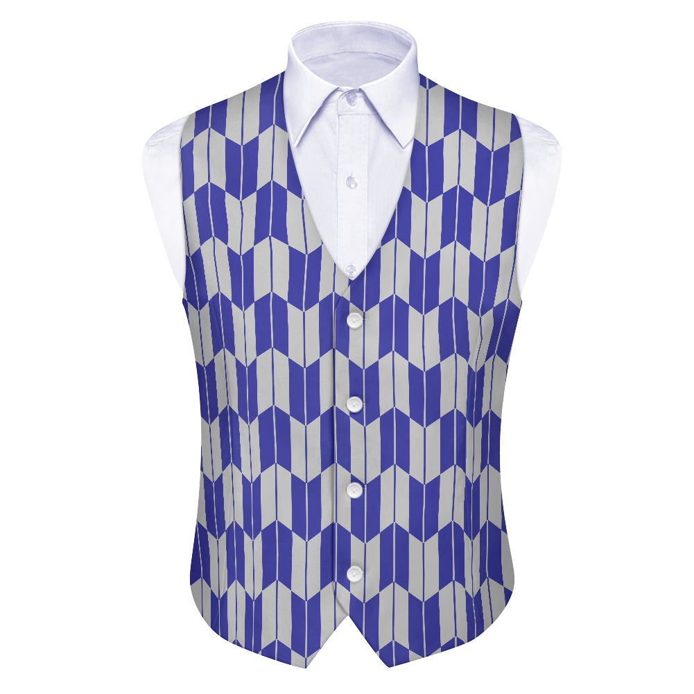 Wagara - Yagasuri Blue/Silver Suit vest jacket
