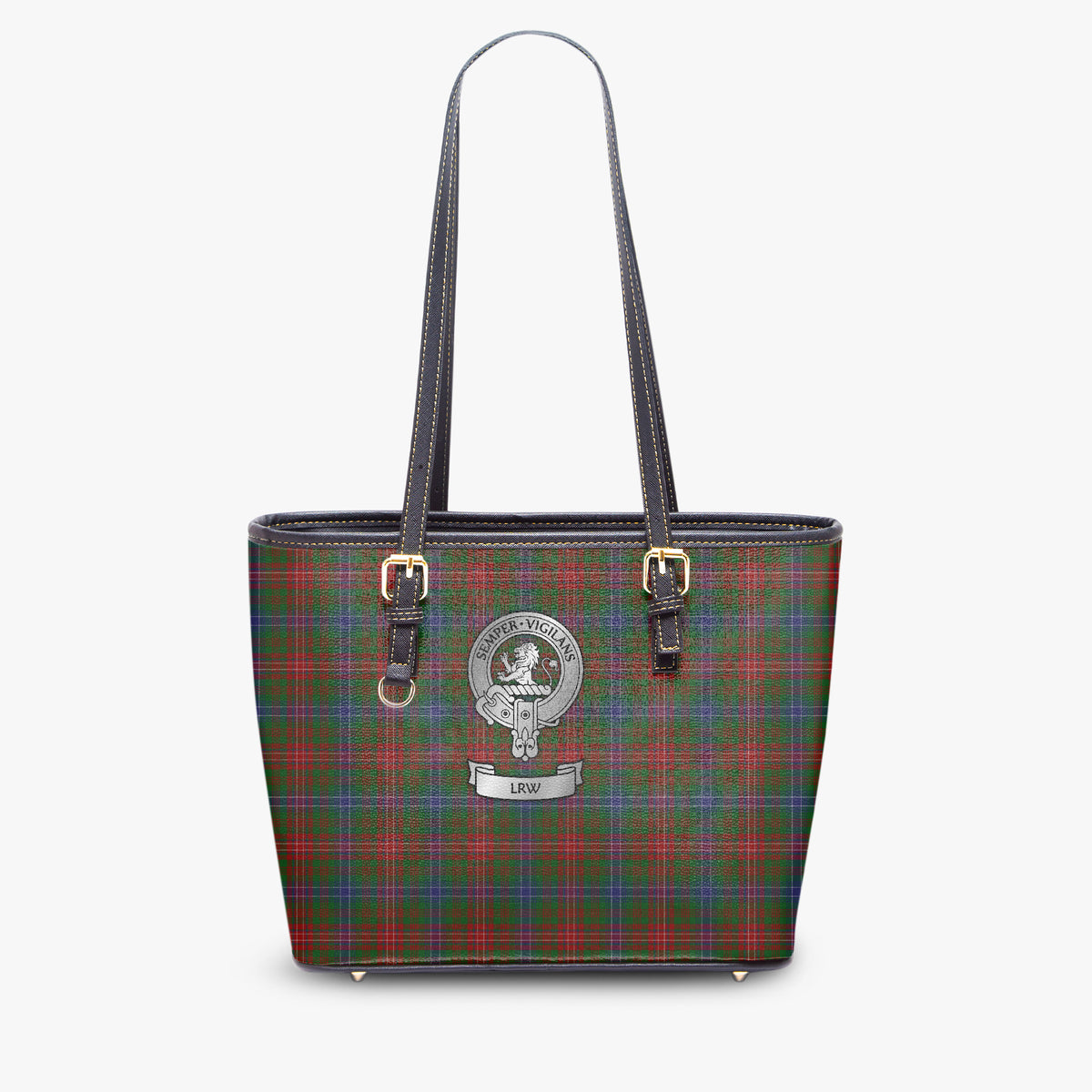 Clan Wilson Crest (LRW) & Tartan Medium Leather Tote Bag