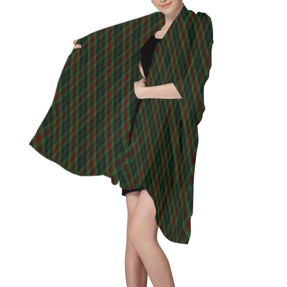 Irish County Carlow Tartan Bias Chiffon Scarf