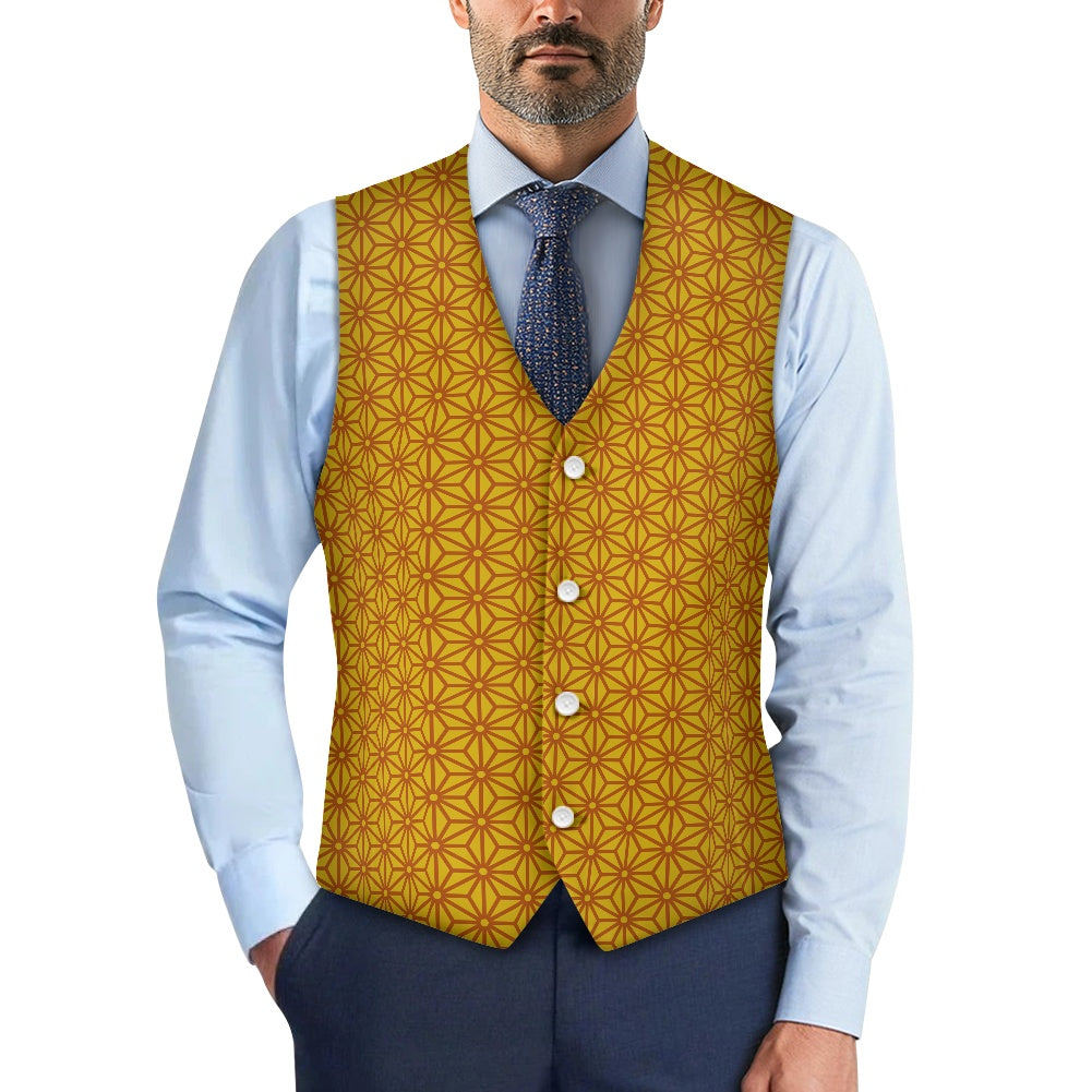 Wagara - Asanoha Brown Suit vest jacket