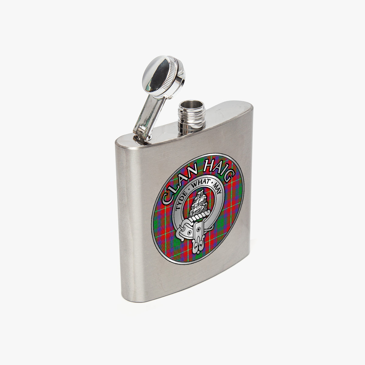 Clan Haig Crest & Tartan 7oz Stainless Steel Hip Flask