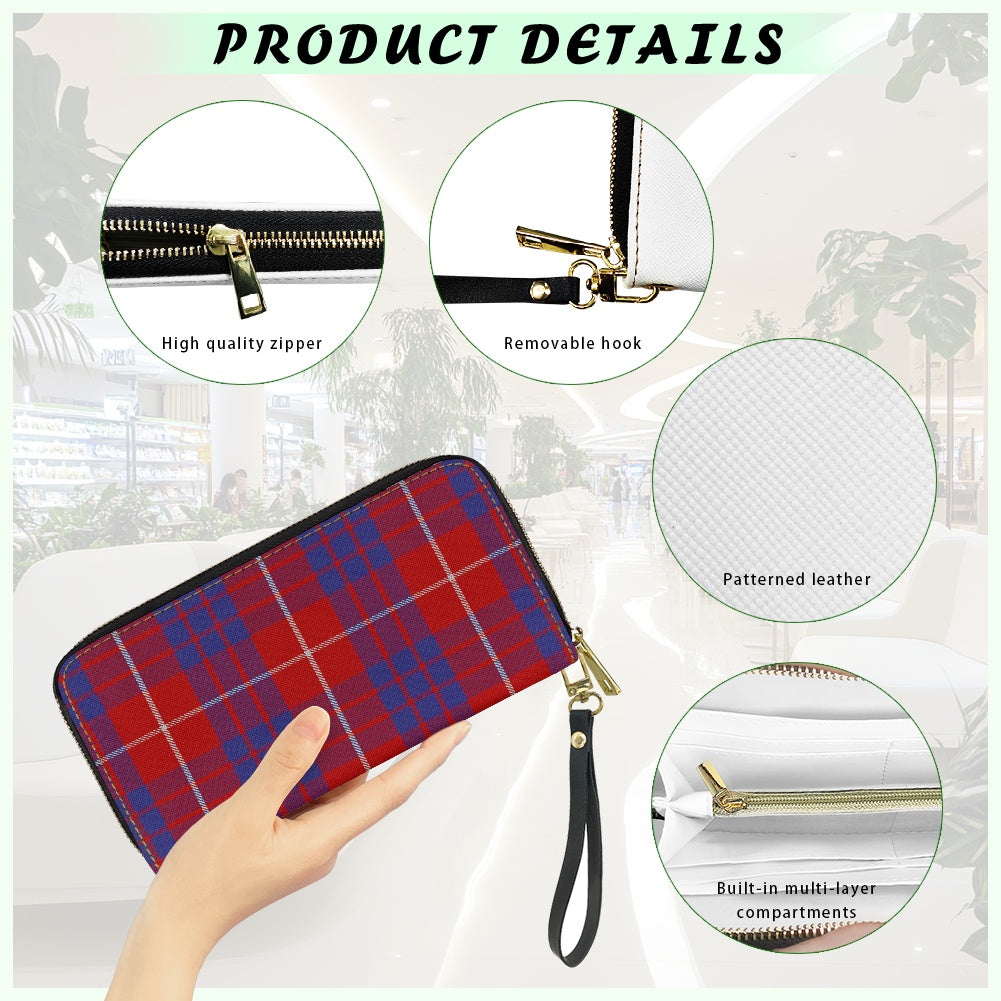 Clan Hamilton Tartan Faux PU Leather clutch bag