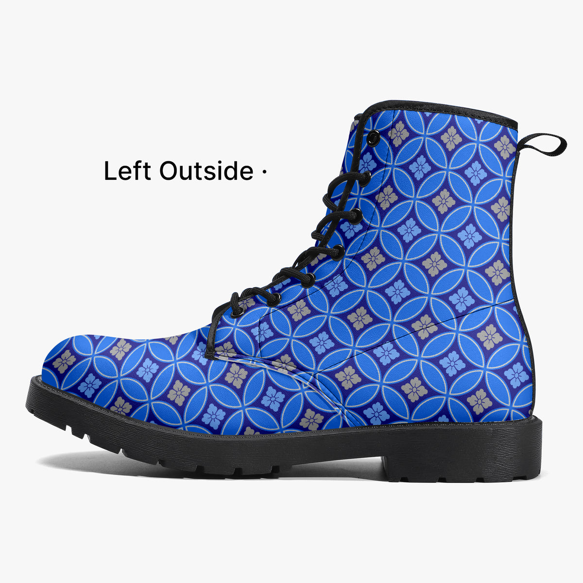 Japanese Wagara - Shippo Blue - PU Leather Boots