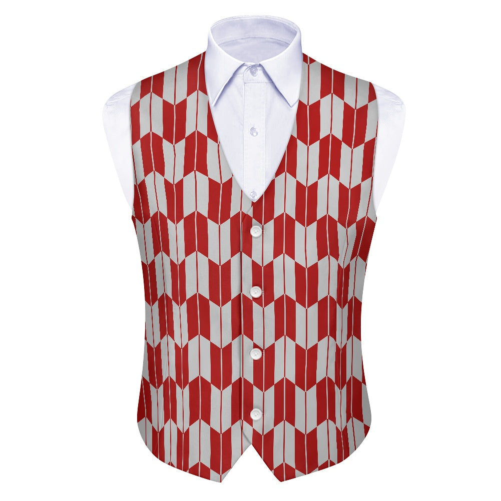 Wagara - Yagasuri Red/Silver Suit vest jacket