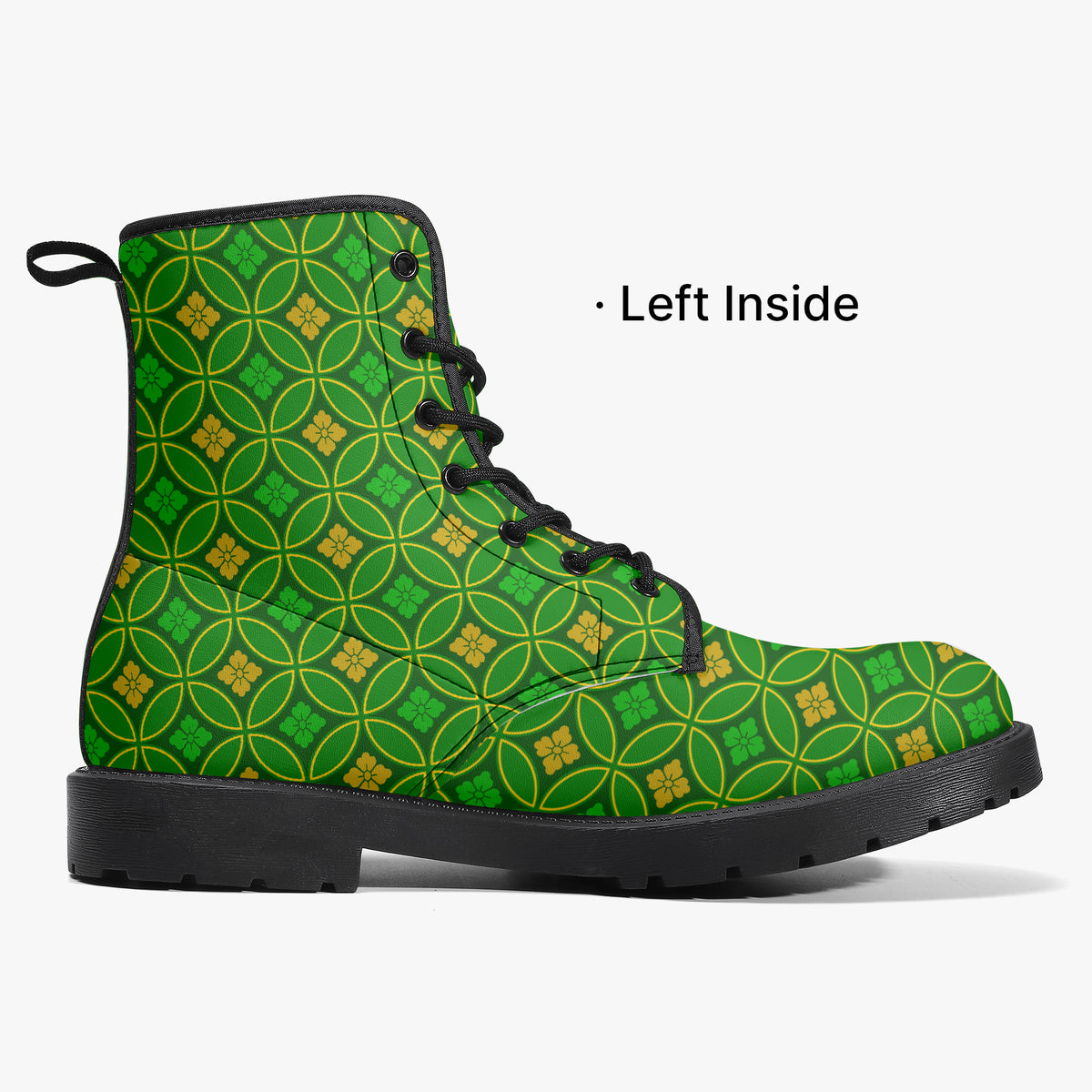 Japanese Wagara - Shippo Green - PU Leather Boots