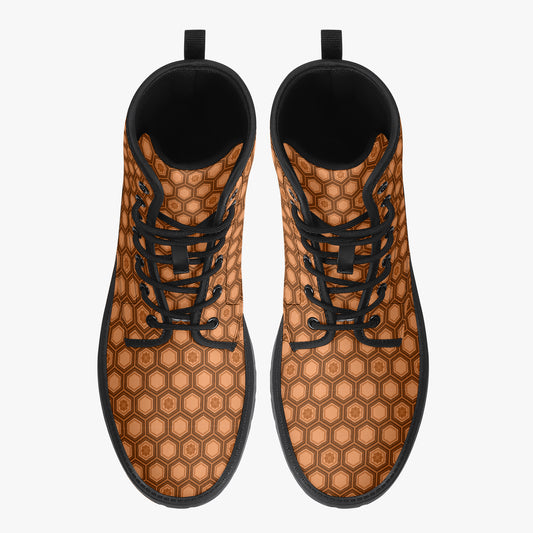 Japanese Wagara - Kikko Orange - PU Leather Boots