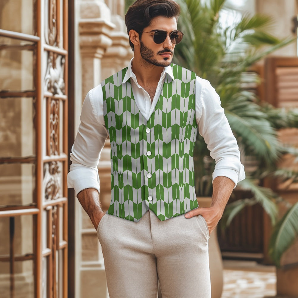 Wagara - Yagasuri Green/Silver Suit vest jacket