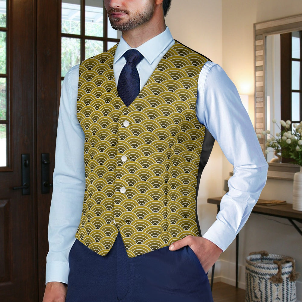 Wagara - Seigaiha Gold Suit vest jacket