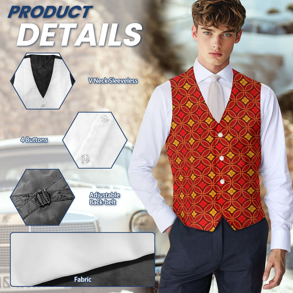 Wagara - Shippo Red Suit vest jacket