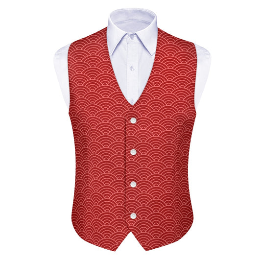 Wagara - Seigaiha Red Suit vest jacket