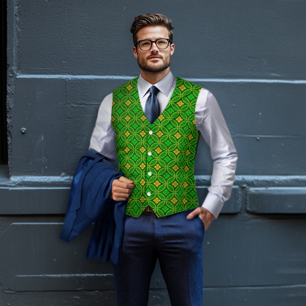 Wagara - Shippo Green Suit vest jacket