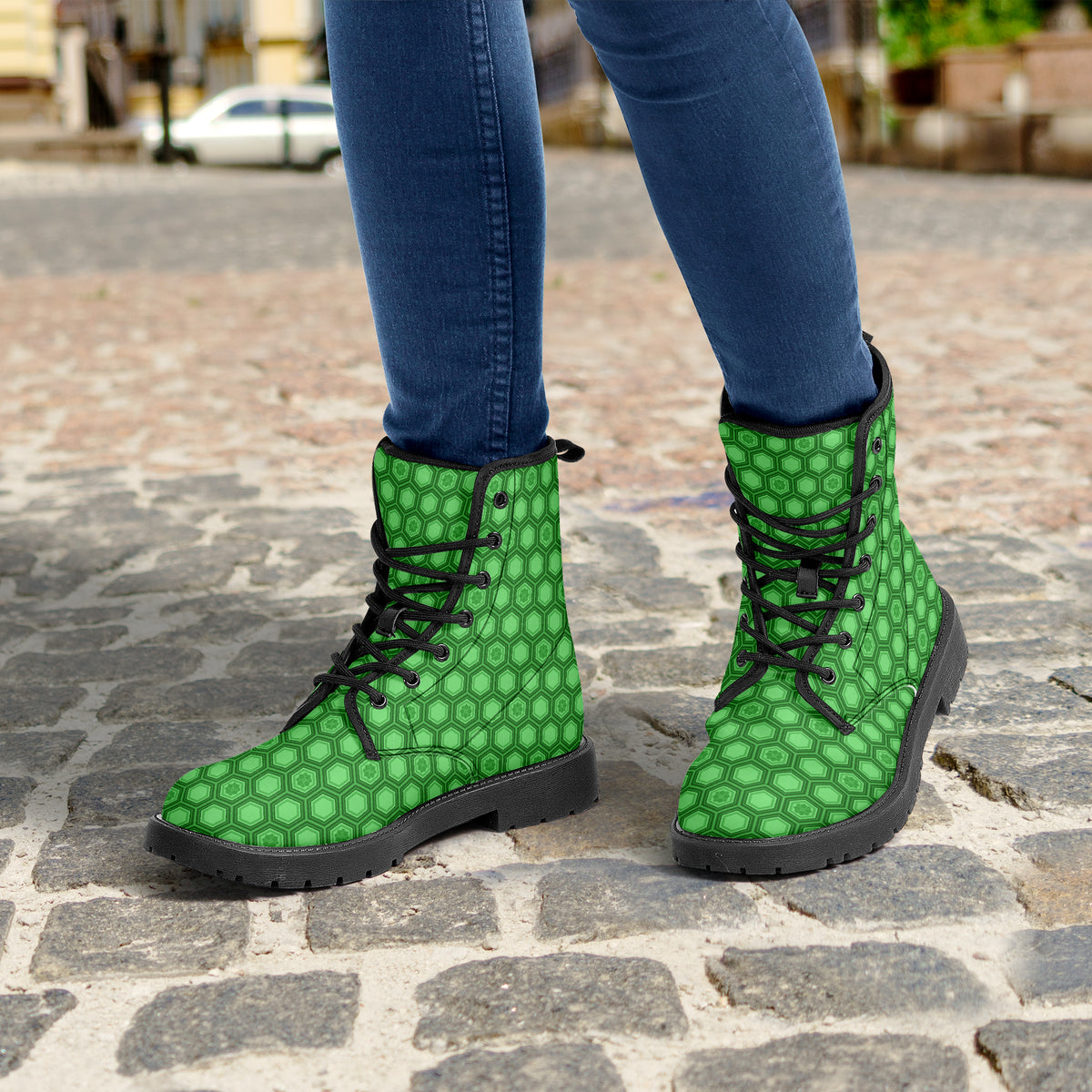 Japanese Wagara - Kikko Green - PU Leather Boots