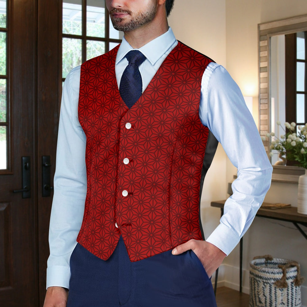 Wagara - Asanoha Red Suit vest jacket