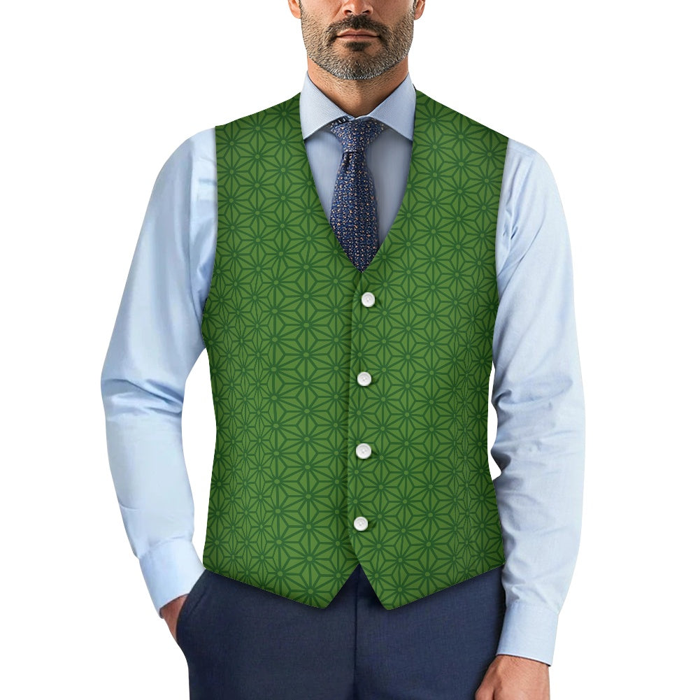 Wagara - Asanoha Green Suit vest jacket