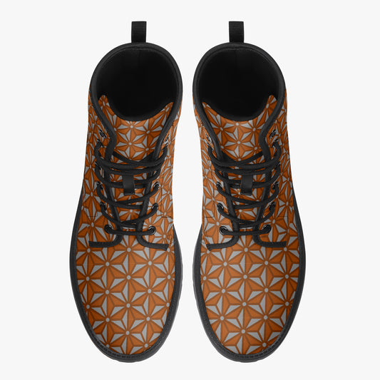 Japanese Wagara - Asoha Orange - PU Leather Boots