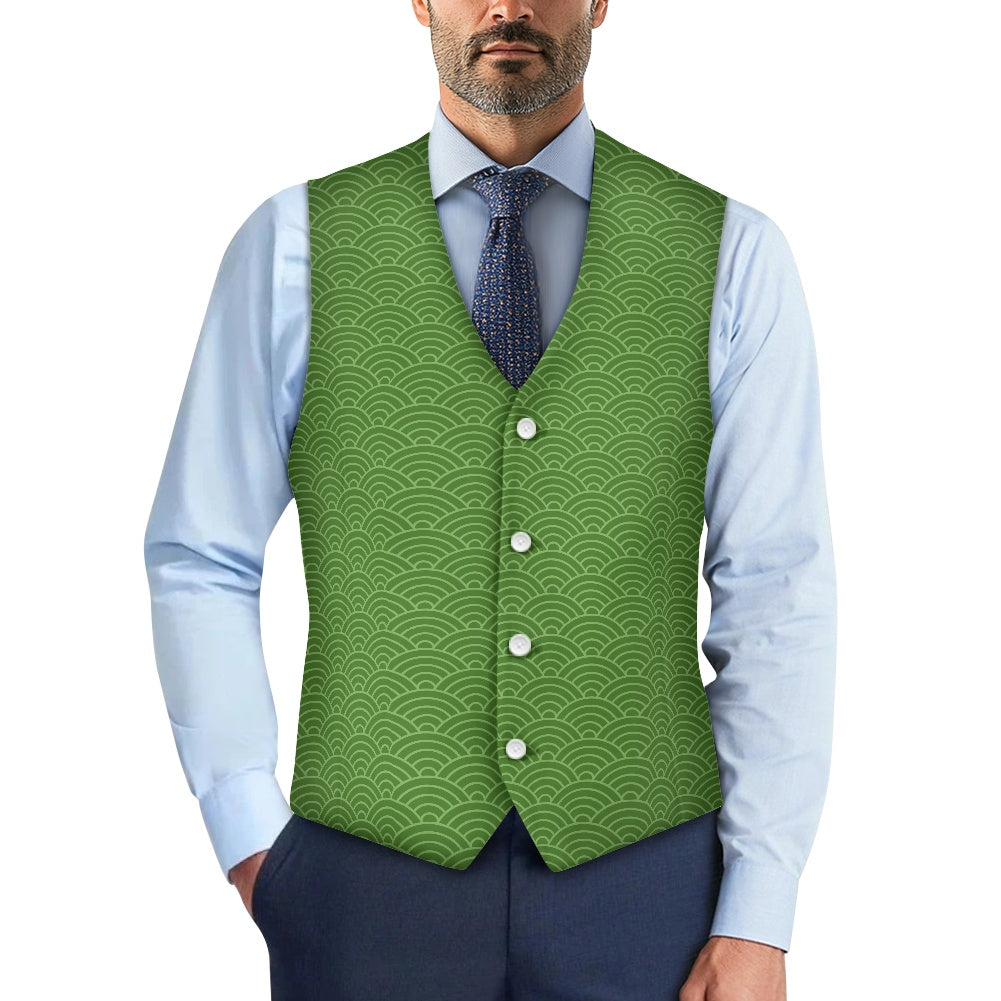 Wagara - Seigaiha Green Suit vest jacket