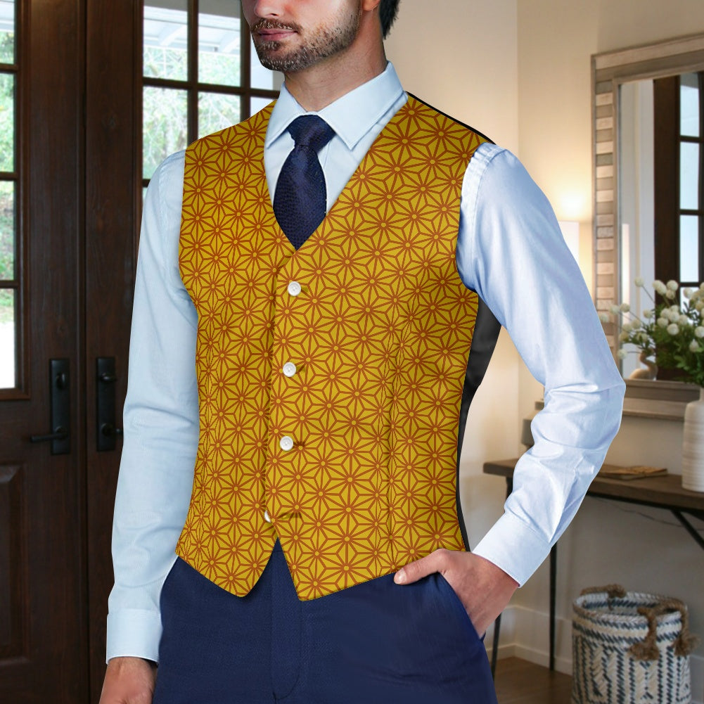 Wagara - Asanoha Brown Suit vest jacket