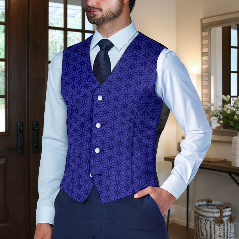 Wagara - Asanoha Blue Suit vest jacket