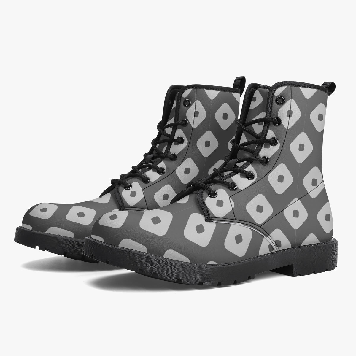 Japanese Wagara - Kanoko Black - PU Leather Boots