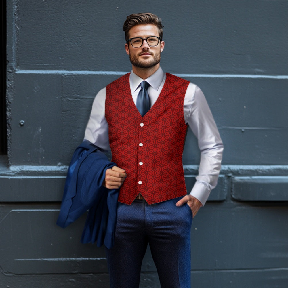 Wagara - Asanoha Red Suit vest jacket