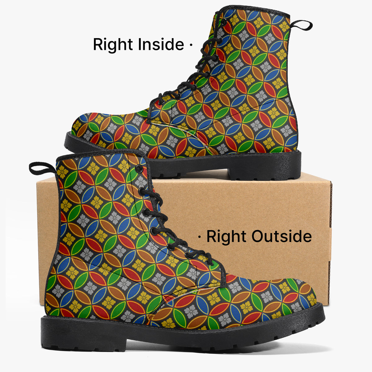 Japanese Wagara - Shippo Multicolour- PU Leather Boots