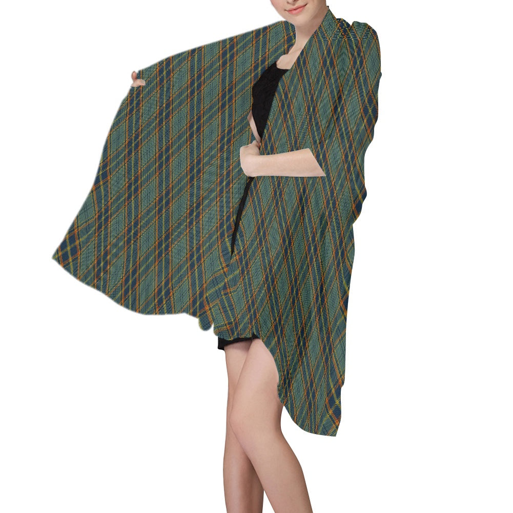 Irish County Antrim Tartan Bias Chiffon Scarf