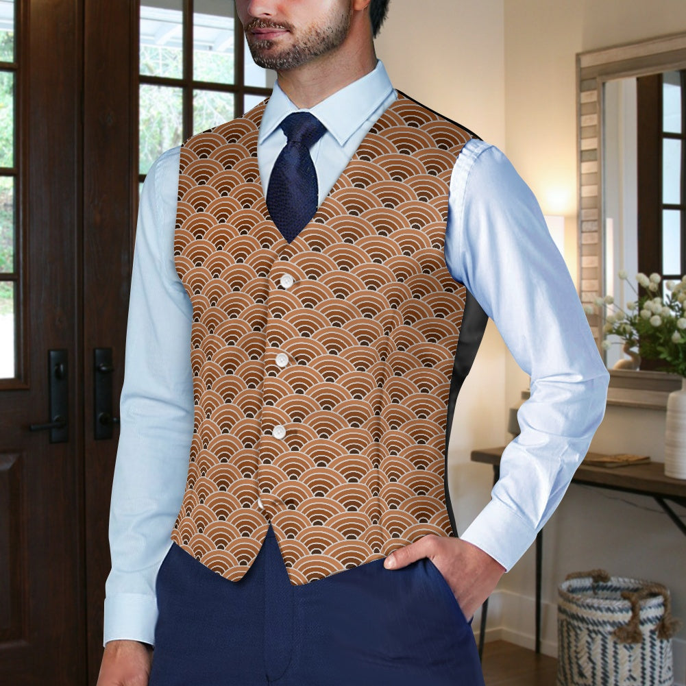Wagara - Seigaiha Brown Suit vest jacket