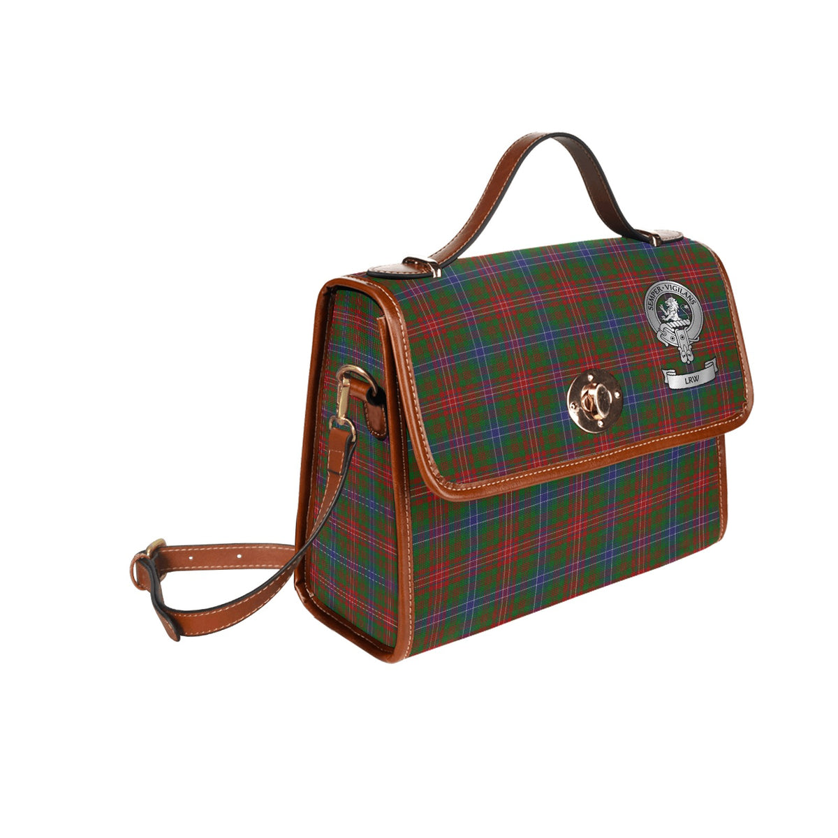 Clan Wilson Crest (LRW) & Tartan Waterproof Canvas Handbag
