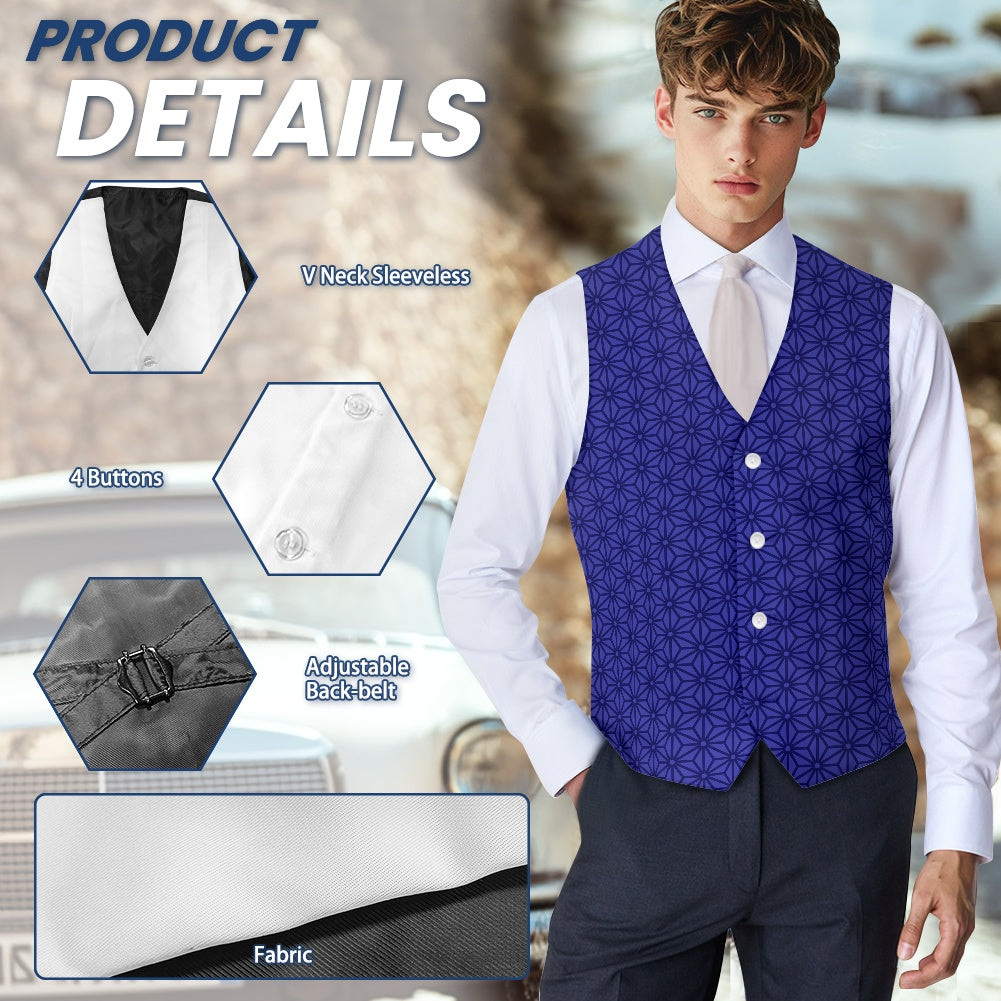 Wagara - Asanoha Blue Suit vest jacket