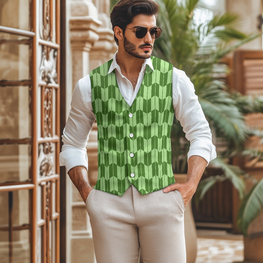 Wagara - Yagasuri Green Suit vest jacket