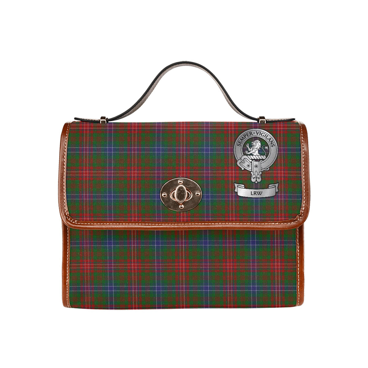 Clan Wilson Crest (LRW) & Tartan Waterproof Canvas Handbag