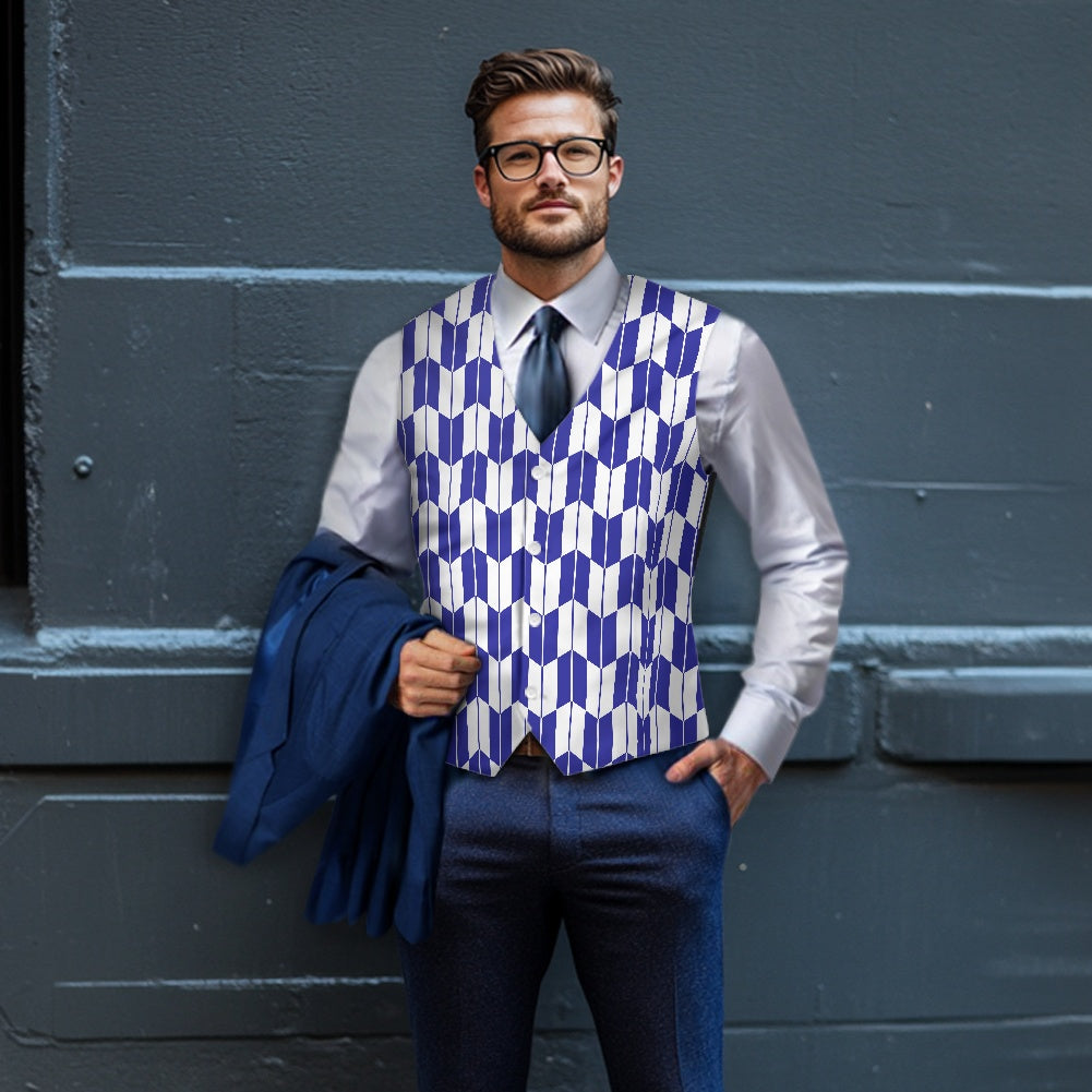 Wagara - Yagasuri Blue/White Suit vest jacket