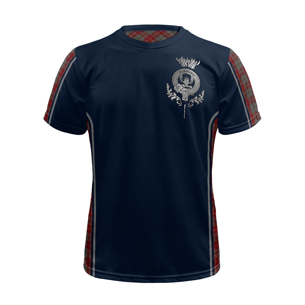 Clan Douglas Ancient Red Tartan & Black Douglas Crest Football Shirt