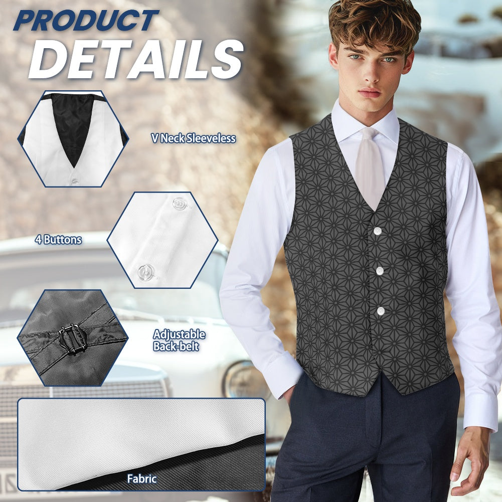 Wagara - Asanoha Grey Suit vest jacket